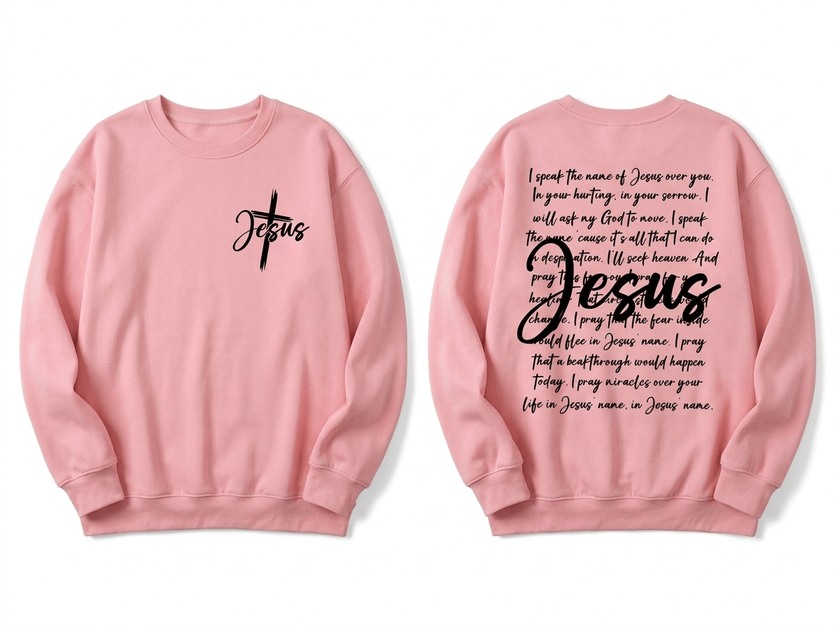 I Speak the Name of Jesus Sweatshirt Pink Women's Sweatshirt Soulful Faith Christian Apparel & Jewelry