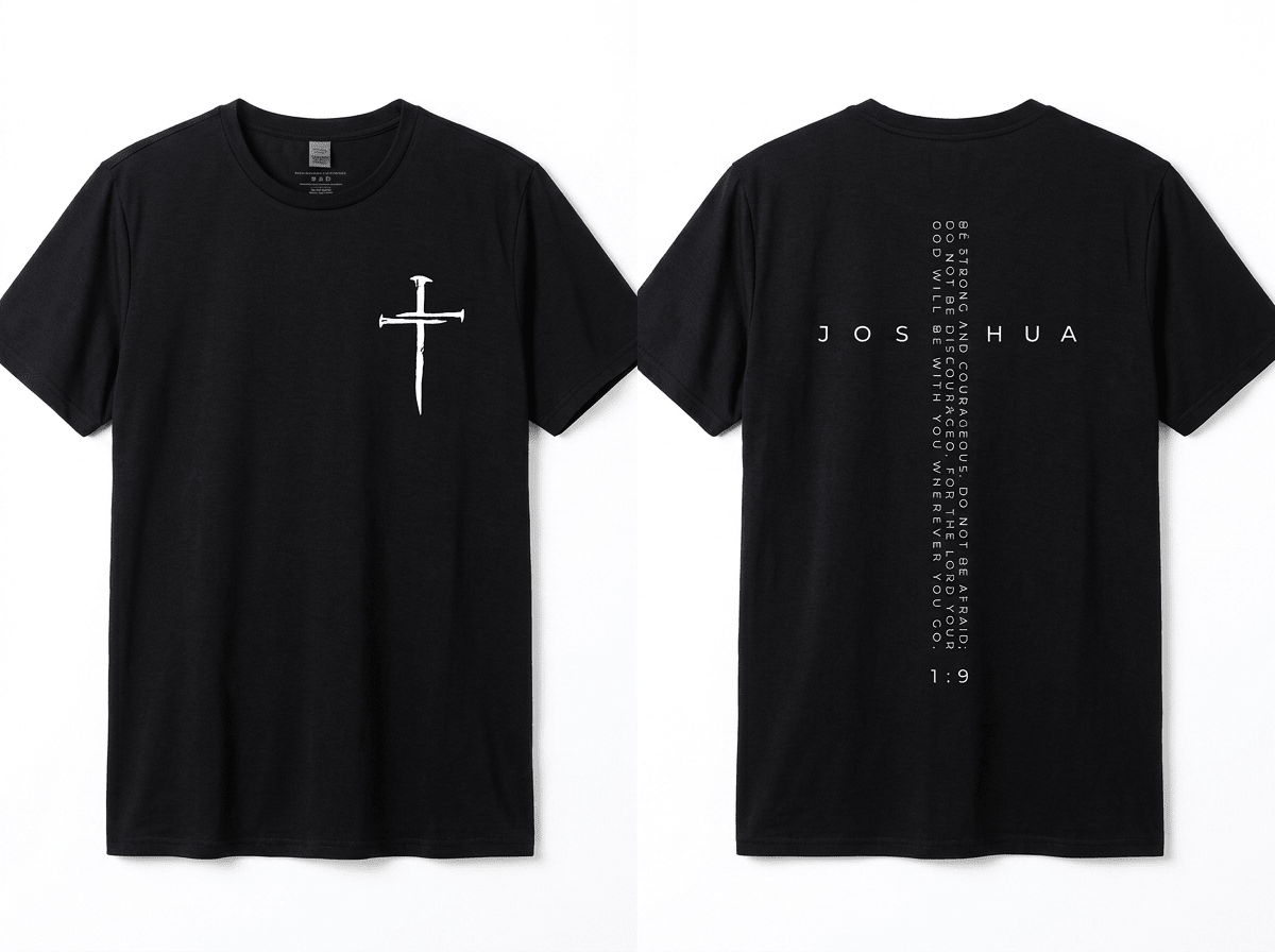 Be Strong and Courageous Tee Black Men's T-Shirt Soulful Faith Christian Apparel & Jewelry