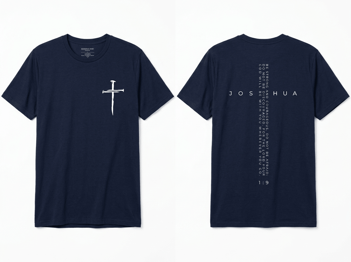 Be Strong and Courageous Tee Navy Men's T-Shirt Soulful Faith Christian Apparel & Jewelry