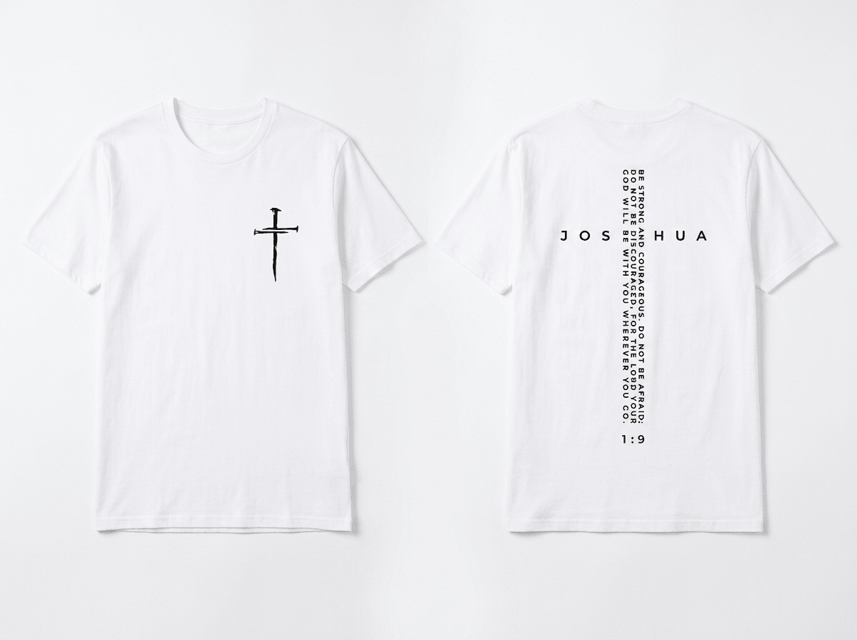 Be Strong and Courageous Tee White Men's T-Shirt Soulful Faith Christian Apparel & Jewelry