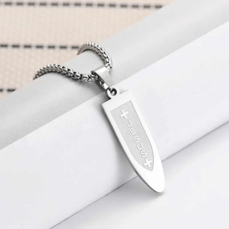 Titanium Scripture Cross Necklace Black Men's Necklace Soulful Faith Christian Apparel & Jewelry