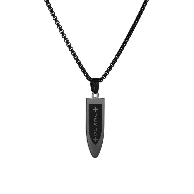 Titanium Scripture Cross Necklace Black Men's Necklace Soulful Faith Christian Apparel & Jewelry