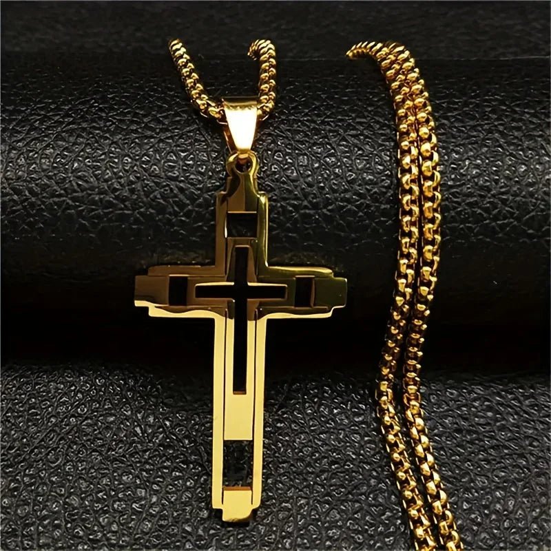 Vintage Cross Necklace Gold Men's Necklace Soulful Faith Christian Apparel & Jewelry