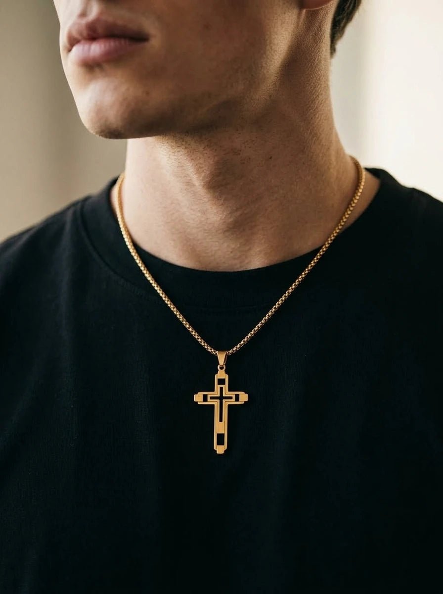 Vintage Cross Necklace Silver Men's Necklace Soulful Faith Christian Apparel & Jewelry