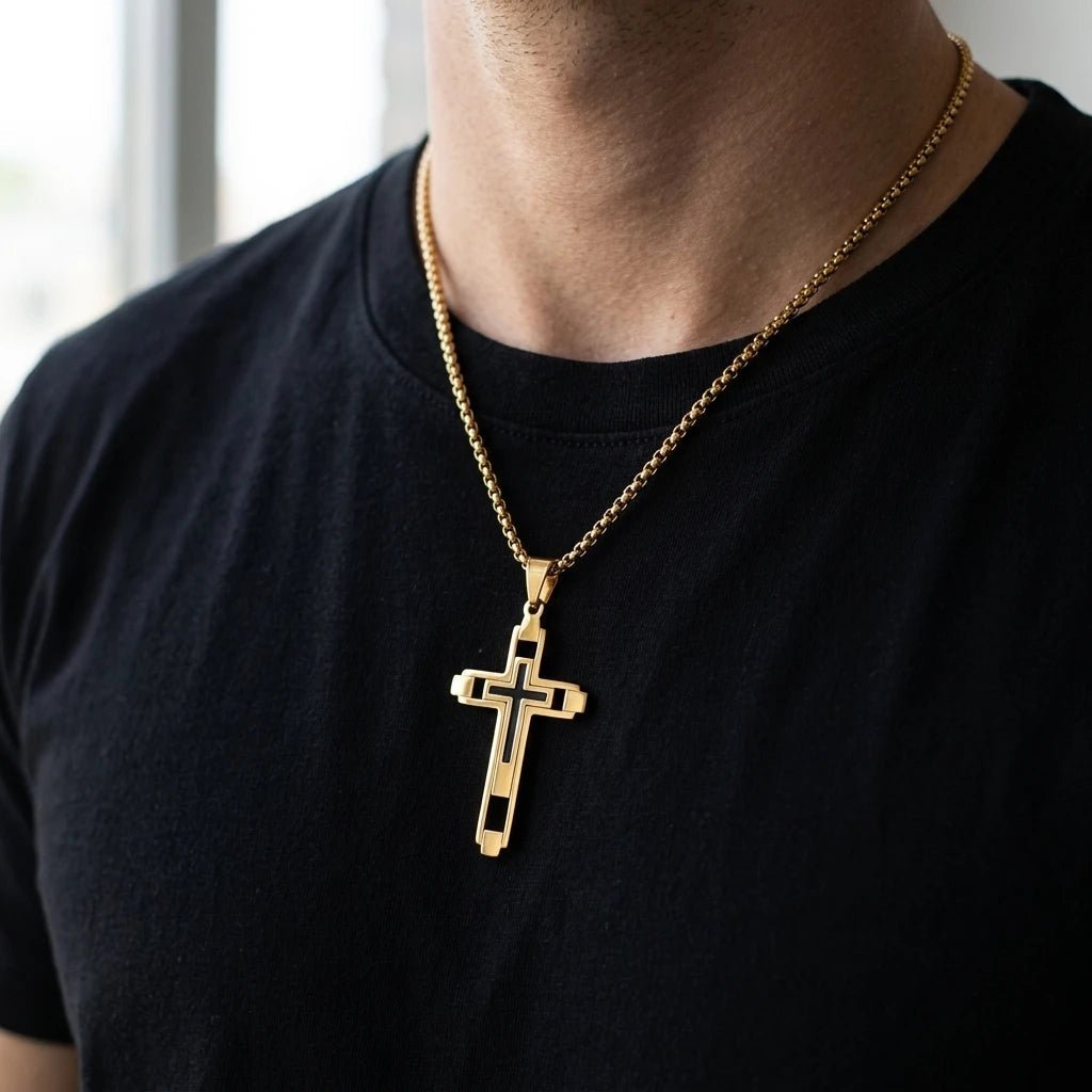 Vintage Cross Necklace Silver Men's Necklace Soulful Faith Christian Apparel & Jewelry