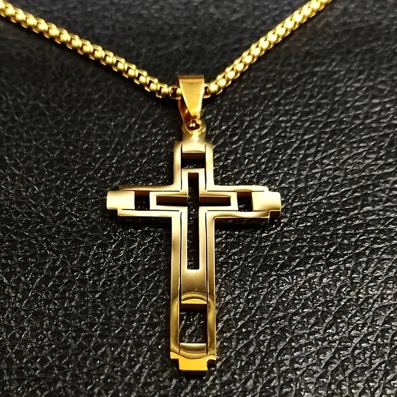 Vintage Cross Necklace Silver Men's Necklace Soulful Faith Christian Apparel & Jewelry