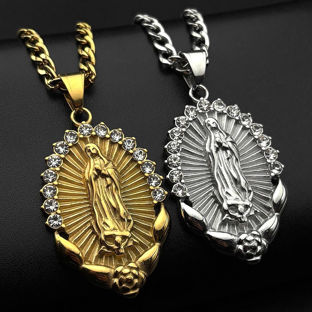Virgin Mary Pendant Necklace Gold Unisex Necklace Soulful Faith Christian Apparel & Jewelry
