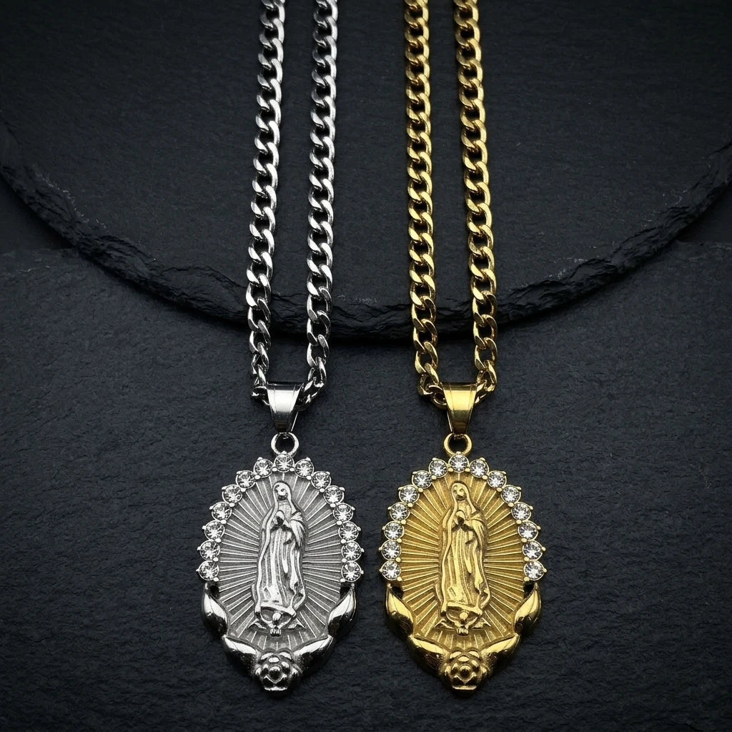 Virgin Mary Pendant Necklace Gold Unisex Necklace Soulful Faith Christian Apparel & Jewelry