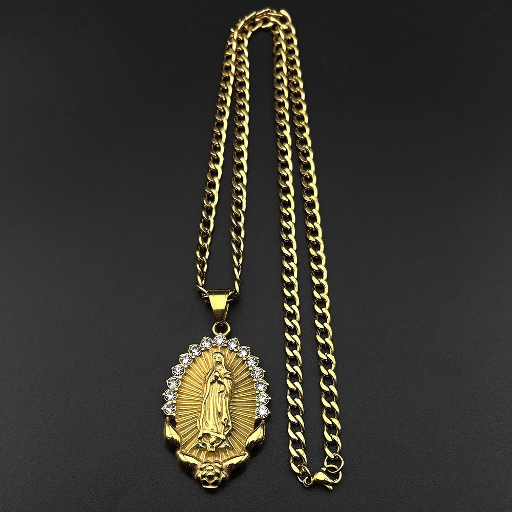 Virgin Mary Pendant Necklace Silver Unisex Necklace Soulful Faith Christian Apparel & Jewelry