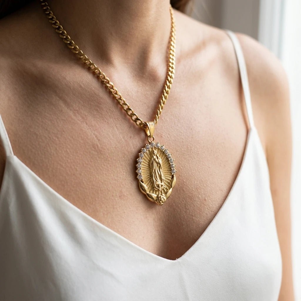 Virgin Mary Pendant Necklace Silver Unisex Necklace Soulful Faith Christian Apparel & Jewelry