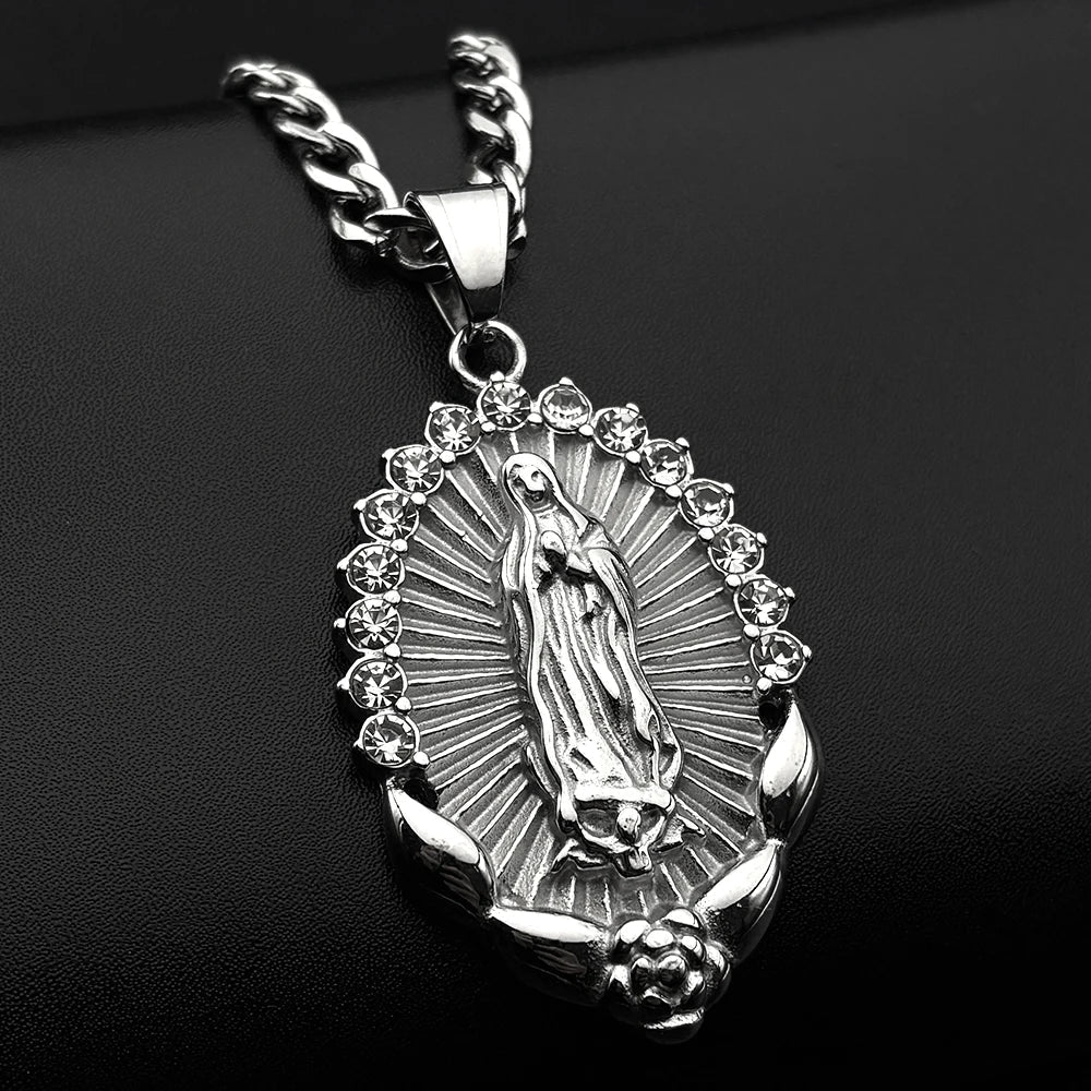 Virgin Mary Pendant Necklace Silver Unisex Necklace Soulful Faith Christian Apparel & Jewelry