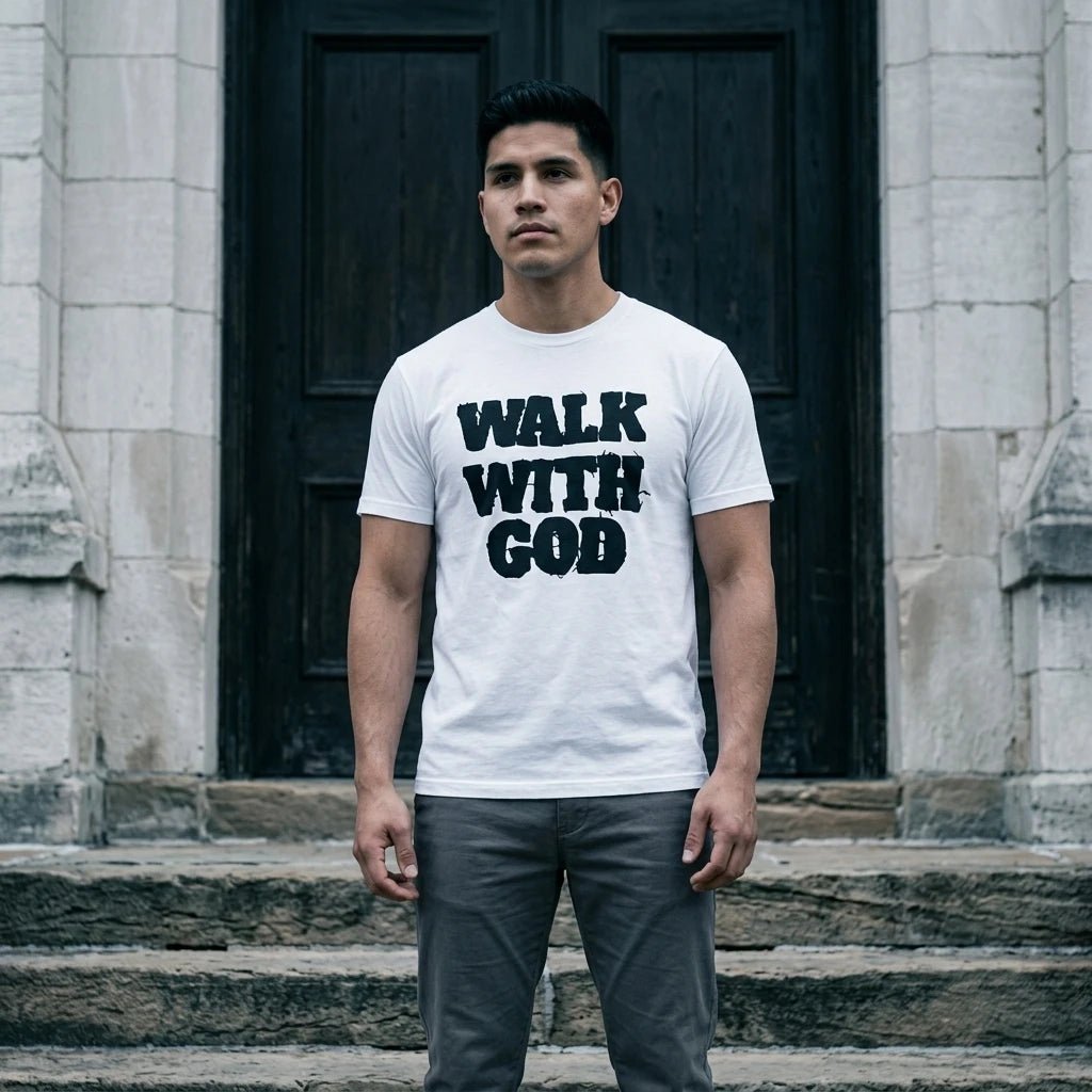 Walk With God Tee White Men's T-Shirt Soulful Faith Christian Apparel & Jewelry