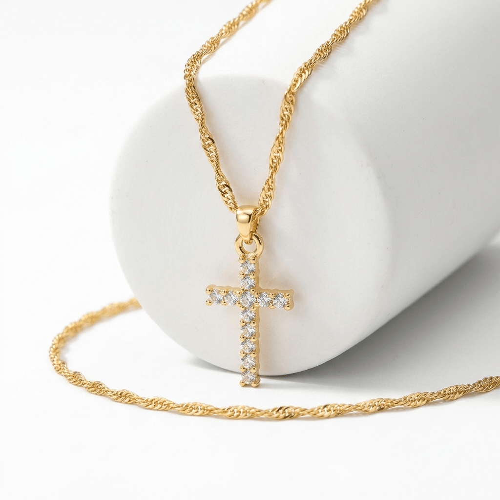 Waterproof Cross Necklace 18K Gold Women's Necklace Soulful Faith Christian Apparel & Jewelry