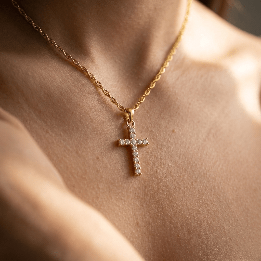 Waterproof Cross Necklace 18K Gold Women's Necklace Soulful Faith Christian Apparel & Jewelry