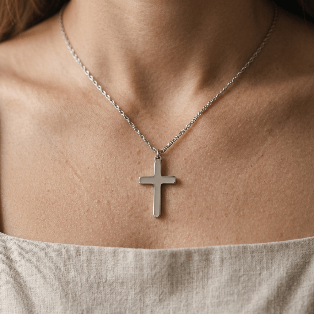 Waterproof Cross Necklace Silver Women's Necklace Soulful Faith Christian Apparel & Jewelry