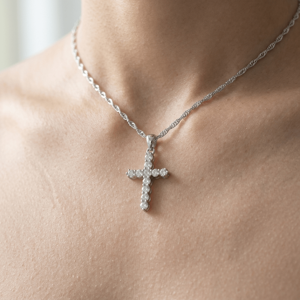 Waterproof Cross Necklace Silver Women's Necklace Soulful Faith Christian Apparel & Jewelry