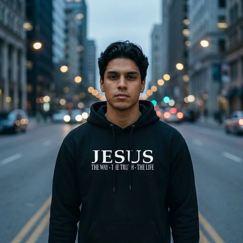 Way Truth Life Hoodie Black Men's Hoodie Soulful Faith Christian Apparel & Jewelry