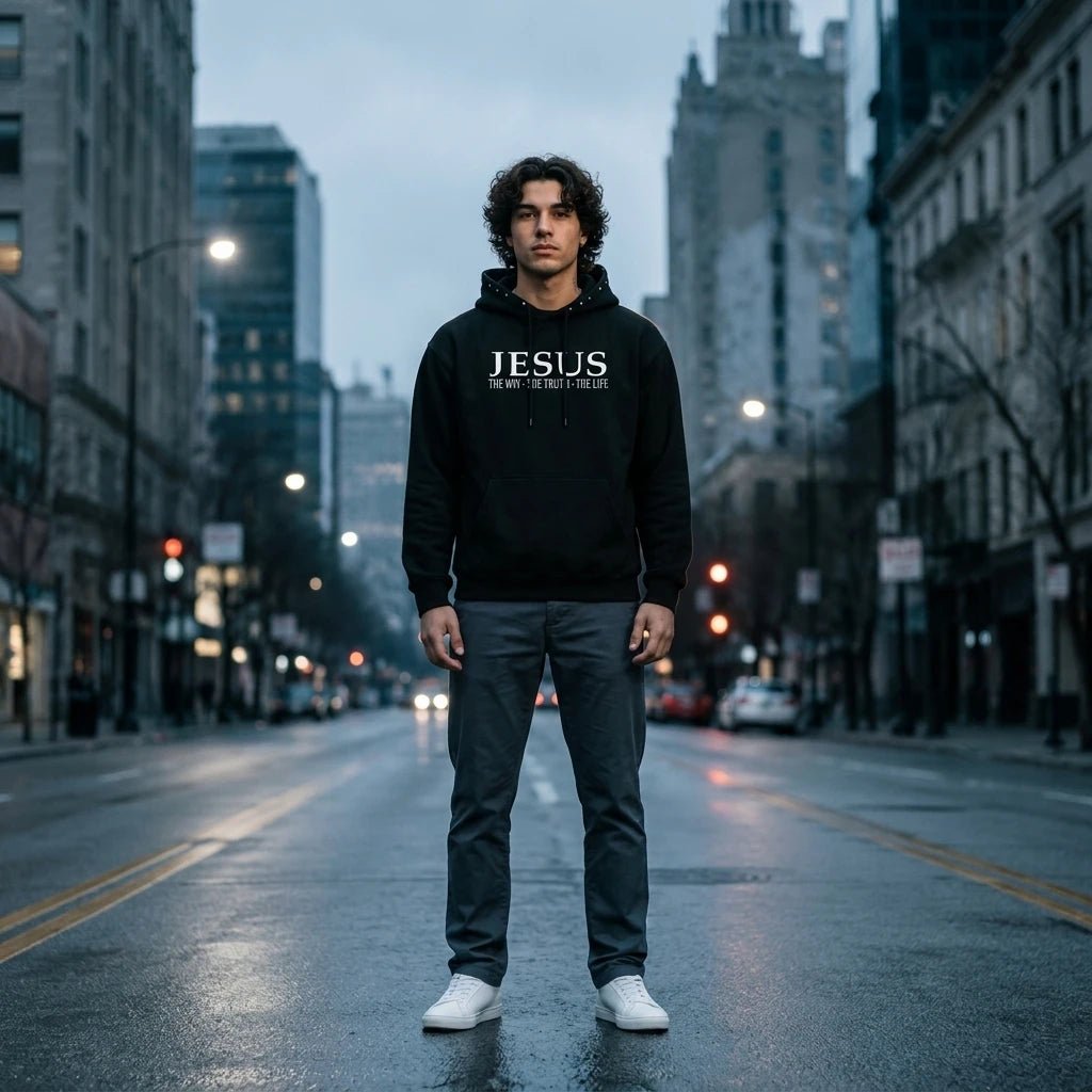 Way Truth Life Hoodie Black Men's Hoodie Soulful Faith Christian Apparel & Jewelry