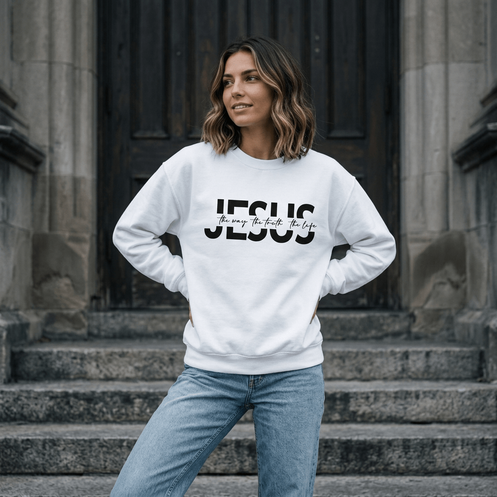 The Way Truth Life Sweatshirt Black Women's Sweatshirt Soulful Faith Christian Apparel & Jewelry