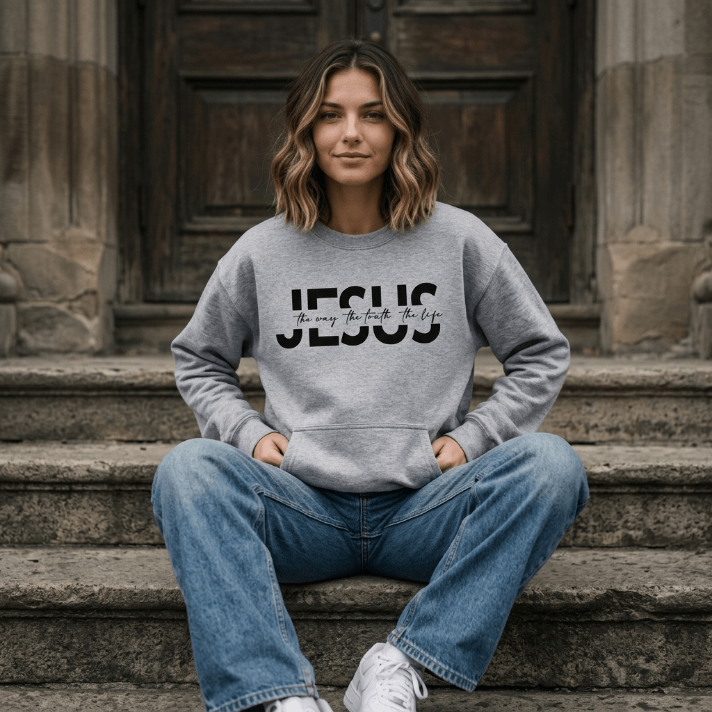 The Way Truth Life Sweatshirt Black Women's Sweatshirt Soulful Faith Christian Apparel & Jewelry