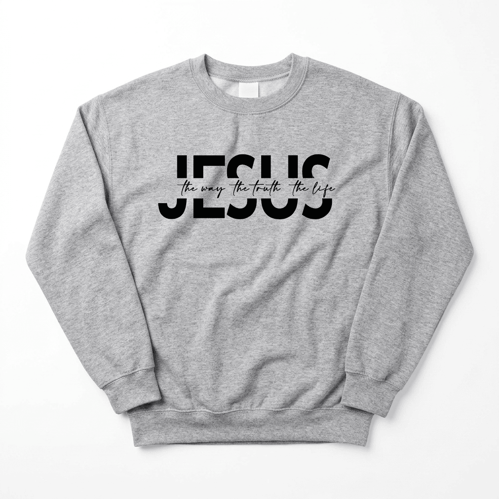 The Way Truth Life Sweatshirt Gray Women's Sweatshirt Soulful Faith Christian Apparel & Jewelry