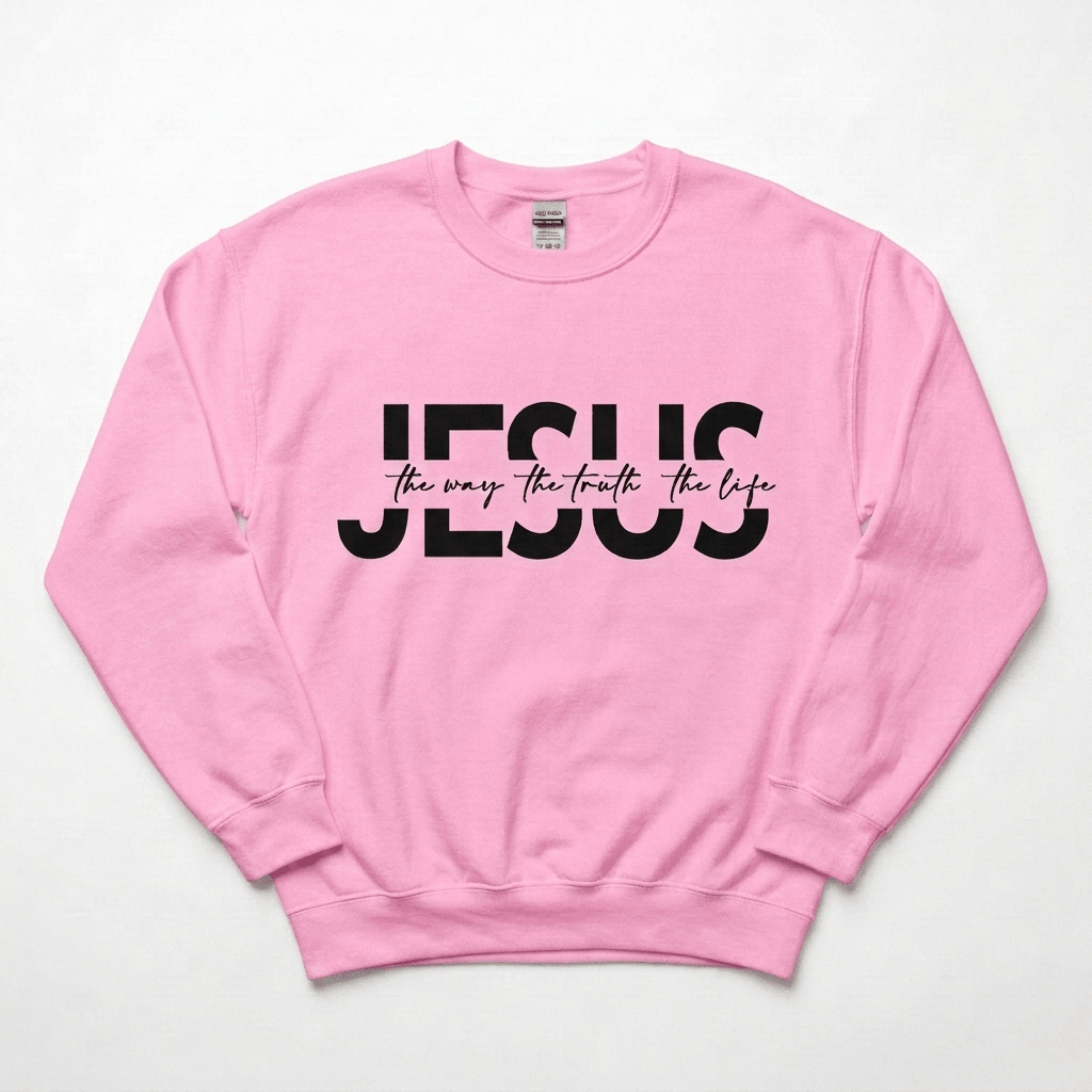 The Way Truth Life Sweatshirt Pink Women's Sweatshirt Soulful Faith Christian Apparel & Jewelry