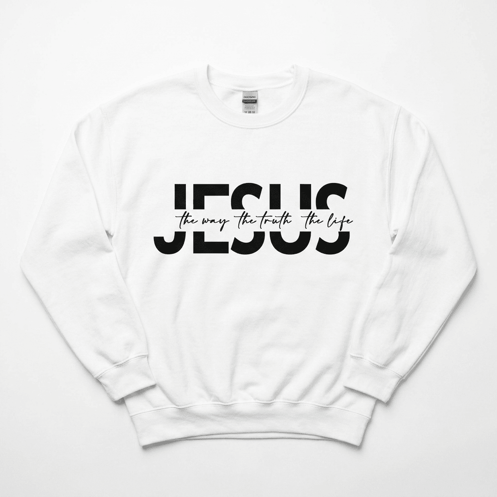 The Way Truth Life Sweatshirt White Women's Sweatshirt Soulful Faith Christian Apparel & Jewelry