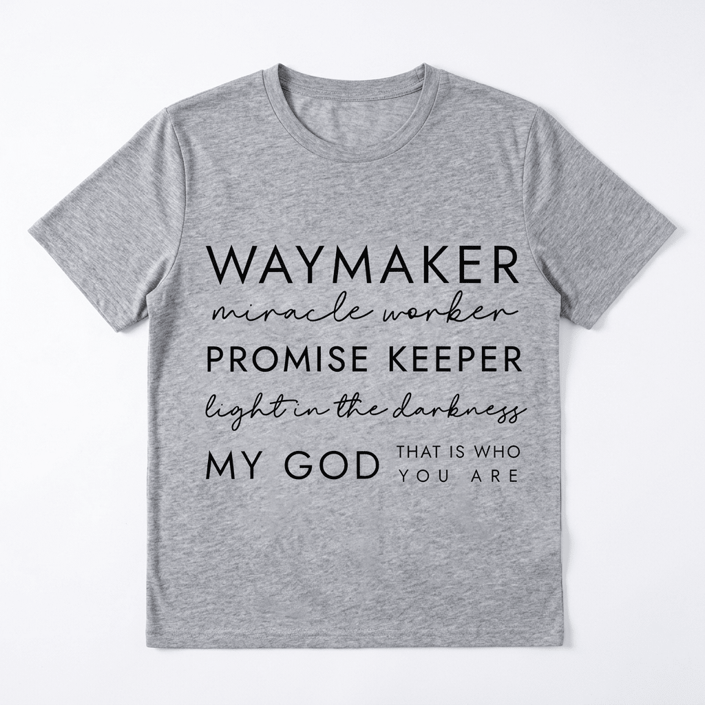 Waymaker Miracle Worker Tee Gray Women's T-Shirt Soulful Faith Christian Apparel & Jewelry