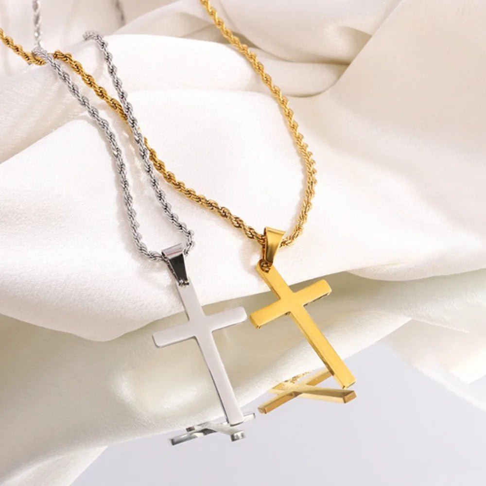 Y2K Cross Pendant Necklace Silver Men's Necklace Soulful Faith Christian Apparel & Jewelry