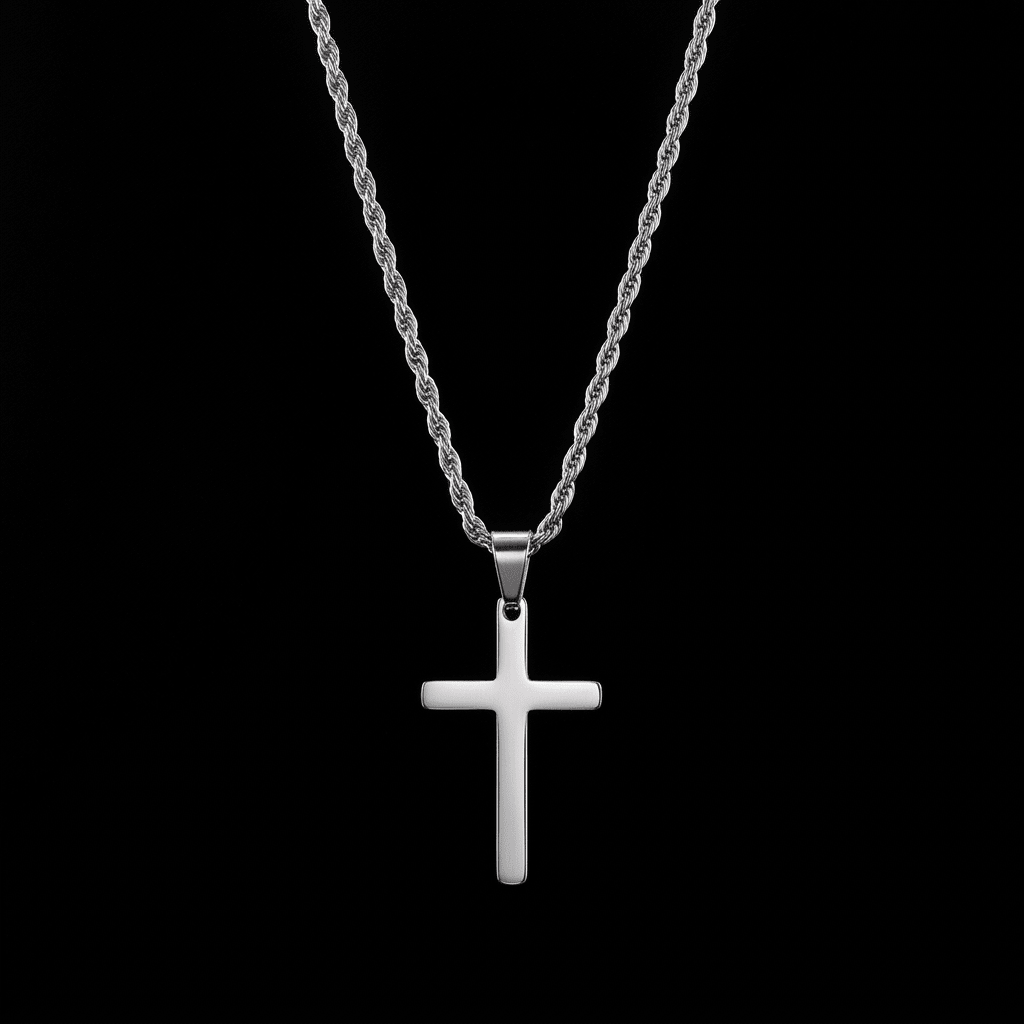 Y2K Cross Pendant Necklace Silver Men's Necklace Soulful Faith Christian Apparel & Jewelry