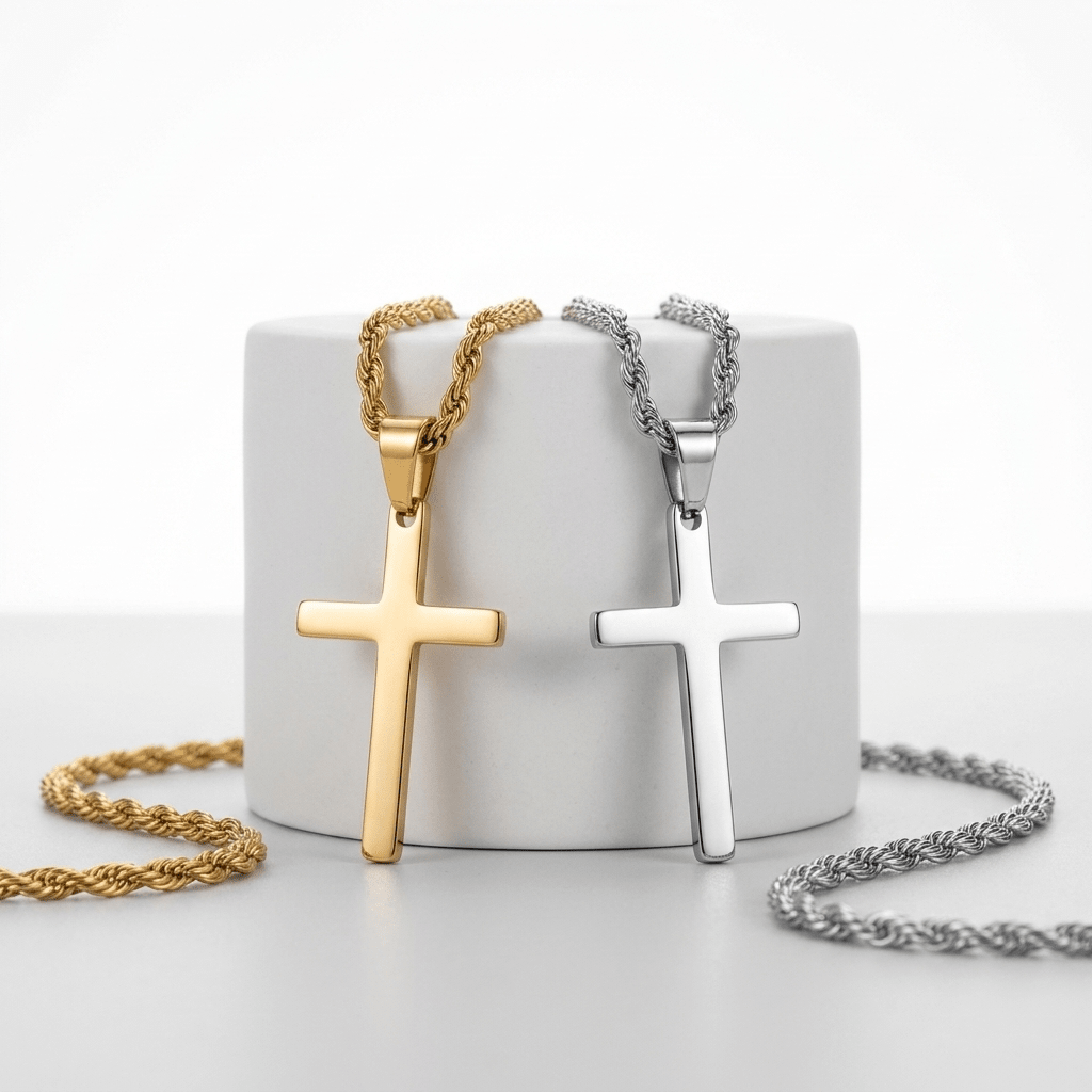 Y2K Cross Pendant Necklace Silver Men's Necklace Soulful Faith Christian Apparel & Jewelry