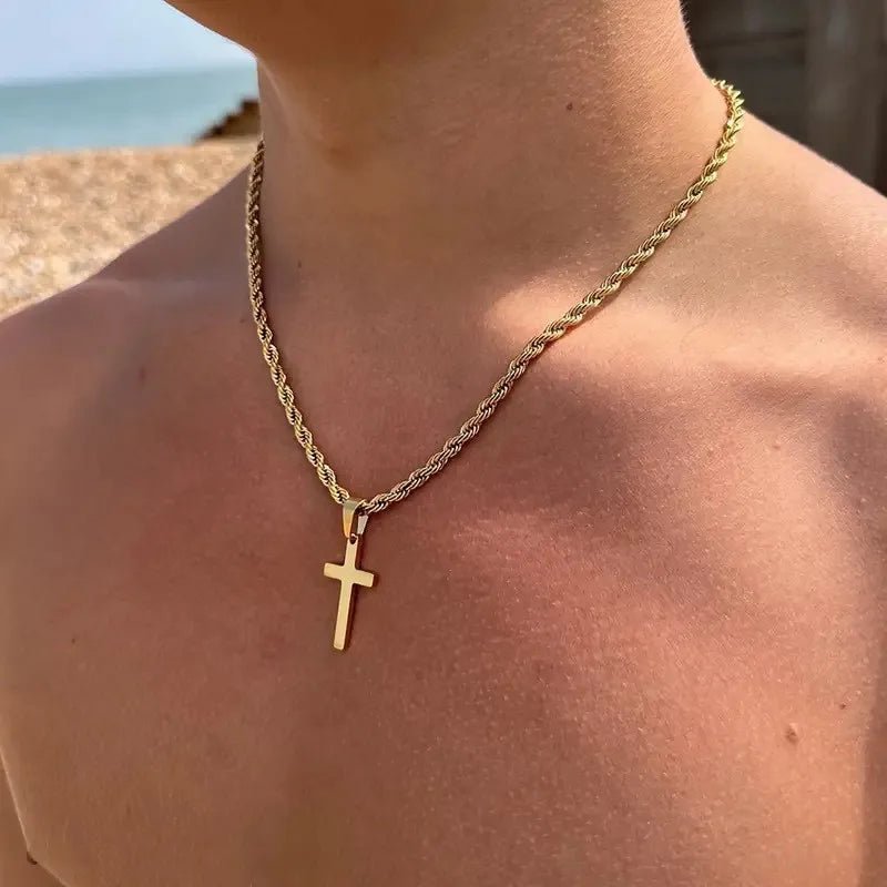 Y2K Cross Pendant Necklace Silver Men's Necklace Soulful Faith Christian Apparel & Jewelry