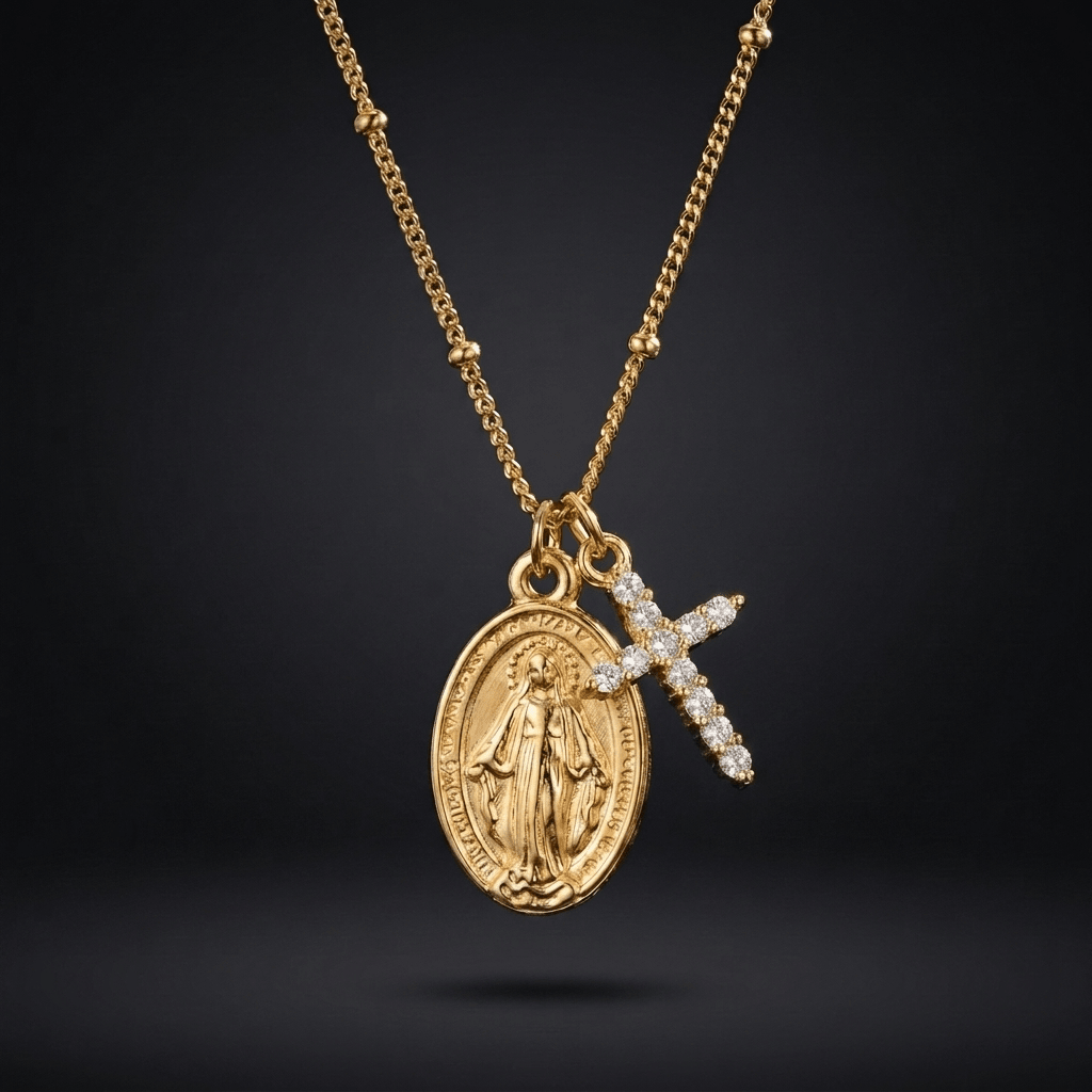 Zircon Virgin Mary Cross Necklace Silver Women's Necklace Soulful Faith Christian Apparel & Jewelry
