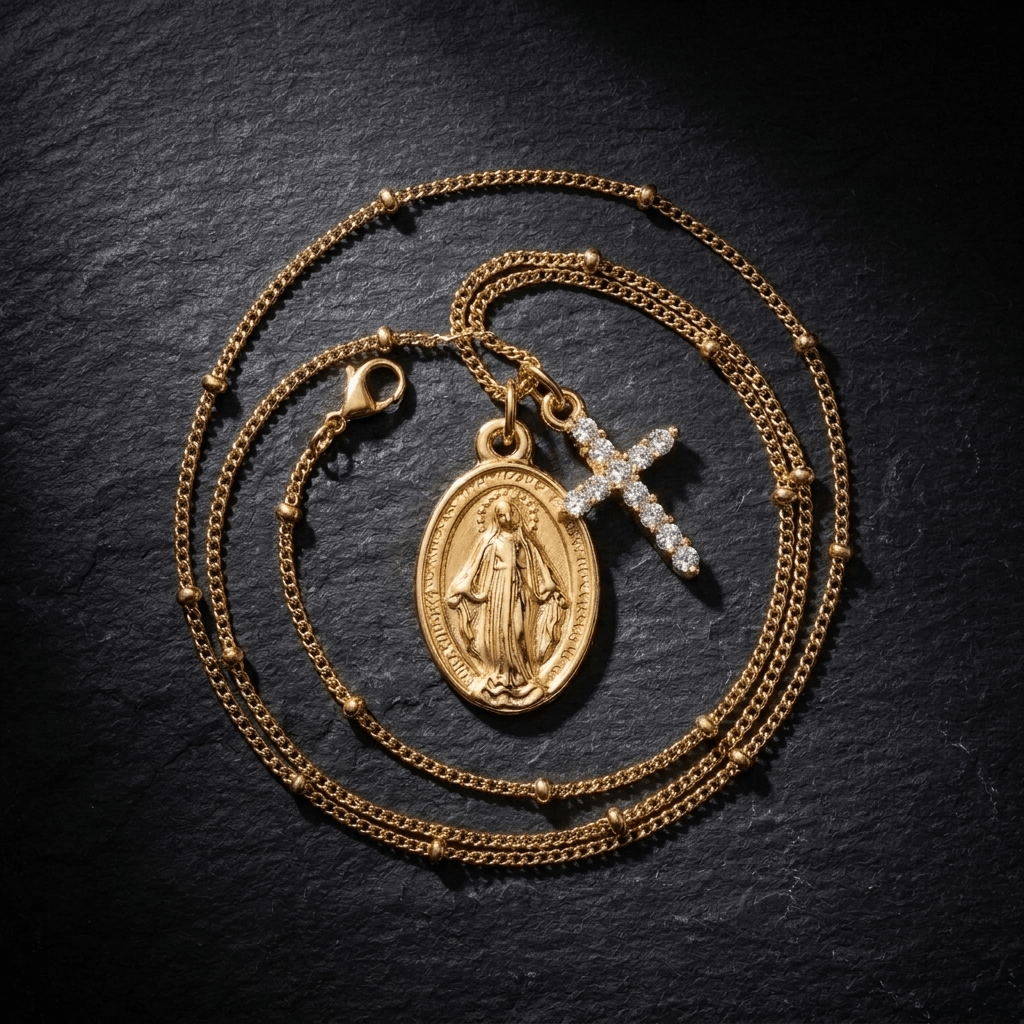 Zircon Virgin Mary Cross Necklace Silver Women's Necklace Soulful Faith Christian Apparel & Jewelry